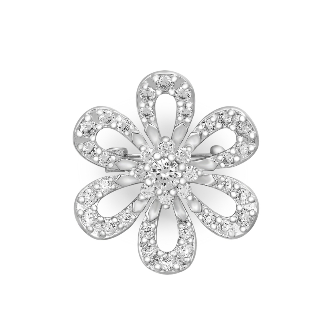 Flower Brooch Rhodium