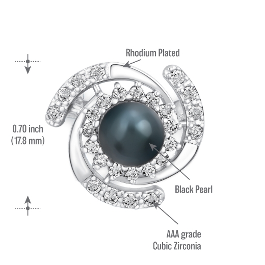 black cz swirl brooch measurement