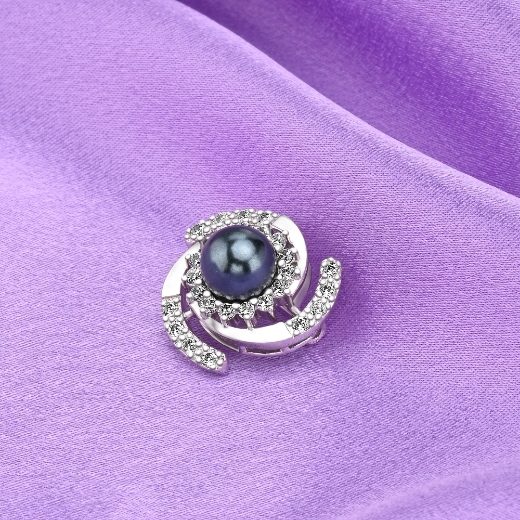 black cz swirl brooch