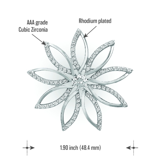 fower petals brooch measurement