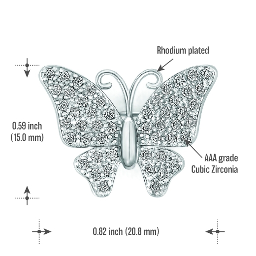 mini butterfly brooch measurement