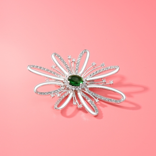 cz petals flower brooch