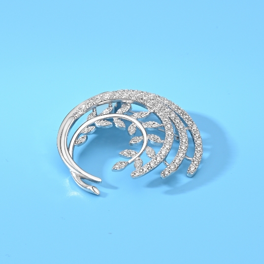 rhodium plated laurel brooch