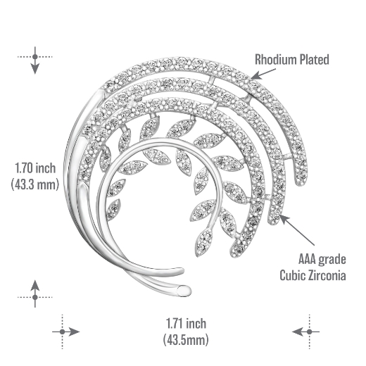 laurel leaf brooch measurement