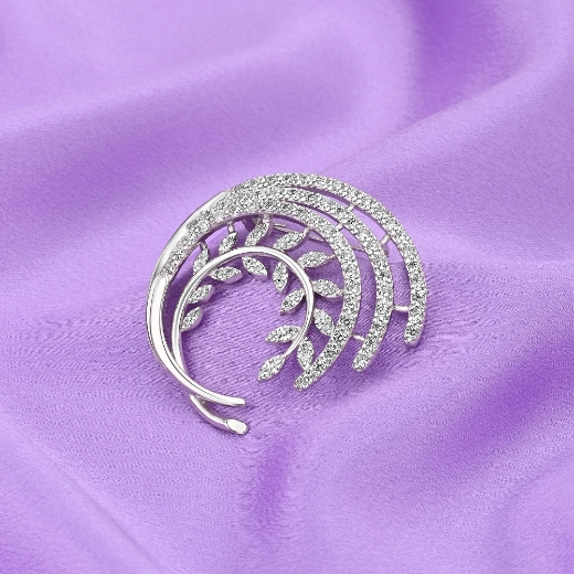 leaf brooch rhodium plated