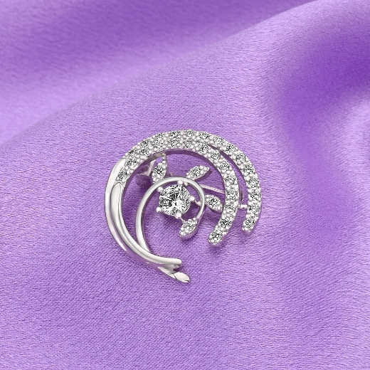 rhodium plated leaf brooch