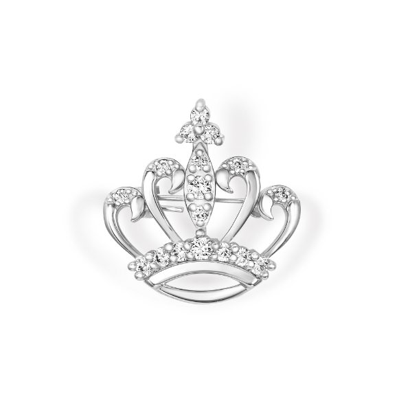 Show details for Princess Crown Mini Brooch Rhodium Plated with CZ princess crown brooch