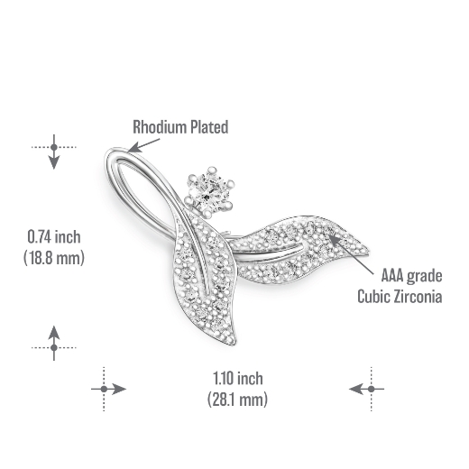 mini leaves brooch measurement
