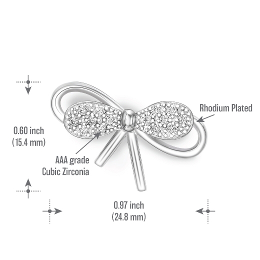 mini bow brooch measurement