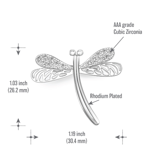 mini dragonfly brooch measurement