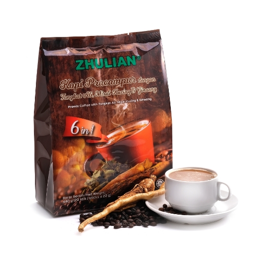 Picture of ZHULIAN Premix Coffee with Tongkat Ali, Misai Kucing & Ginseng (6 in 1) - 20 sticks
