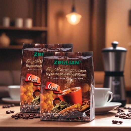 Picture of ZHULIAN Premix Coffee with Tongkat Ali, Misai Kucing & Ginseng (6 in 1)