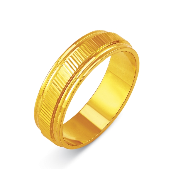 Show details for Wide Gold Plated Ring Band with Slanted Lines Wide Band with Slanted Lines