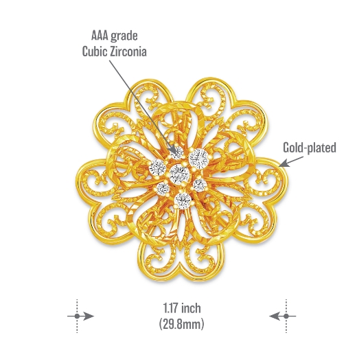 Camellia Flower Brooch measurement