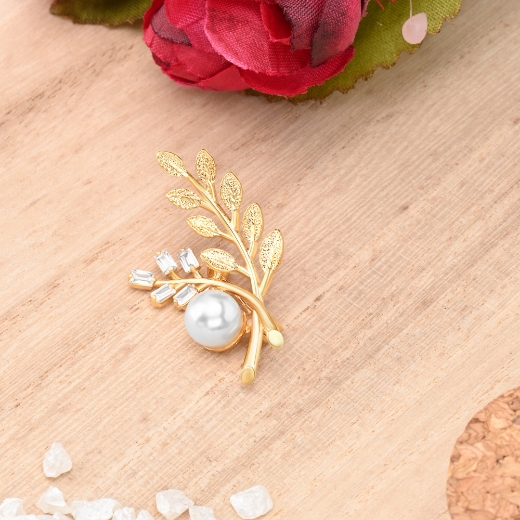 Gold Plated Double Fern Brooch