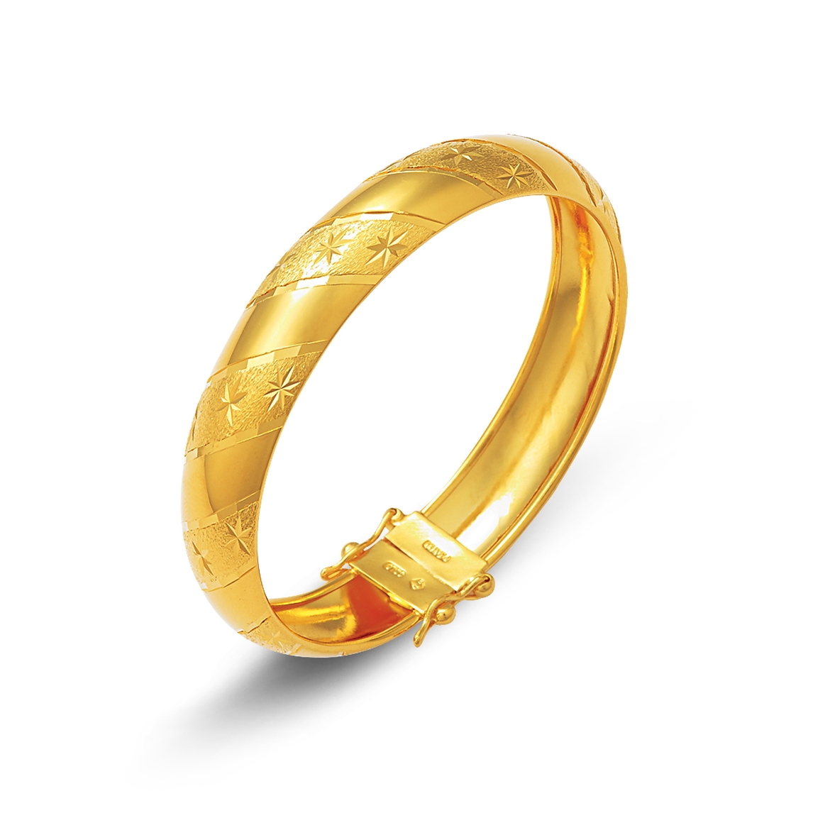 Engraved Star Gold Plated Bangle
