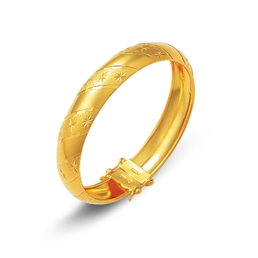 Engraved Star Gold Plated Bangle