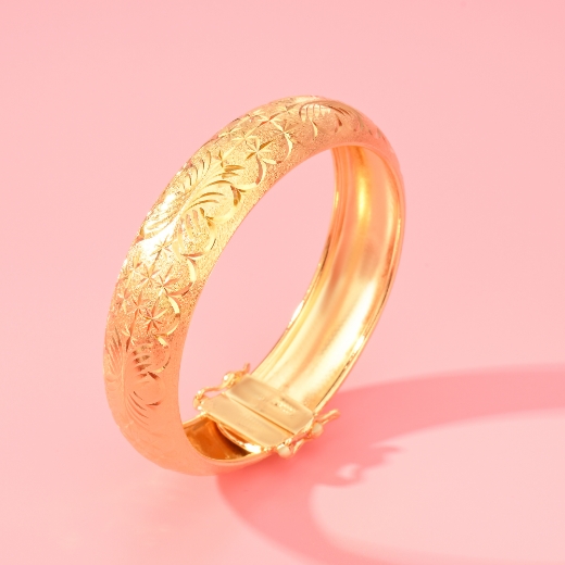 Wide Engraved Bangle Gold Plated