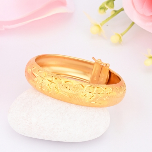 Wide Lunar Gold Plated Bangle