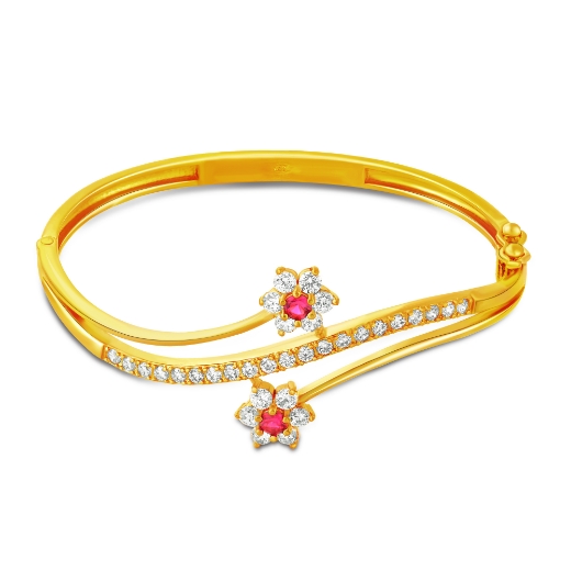 Flower Wave Bangle Gold Plated