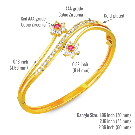 Mini Red Flower Bangle measurement