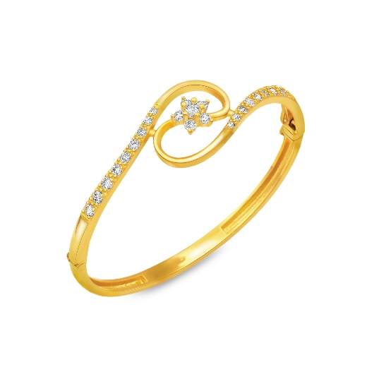 Wavy Flower Bangle Gold Plated