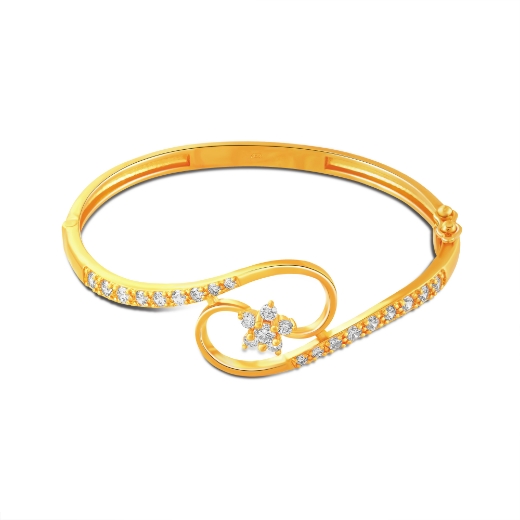 swirl Flower Bangle Gold Plated