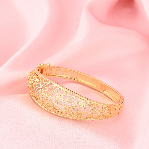 gold plated floral bangle