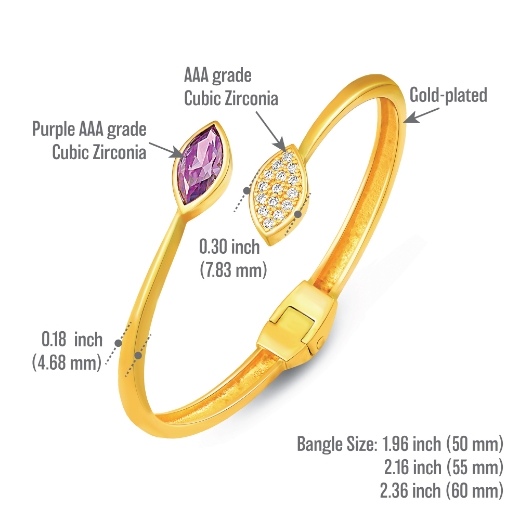 CZ Bypass Leaf Bangle measurement