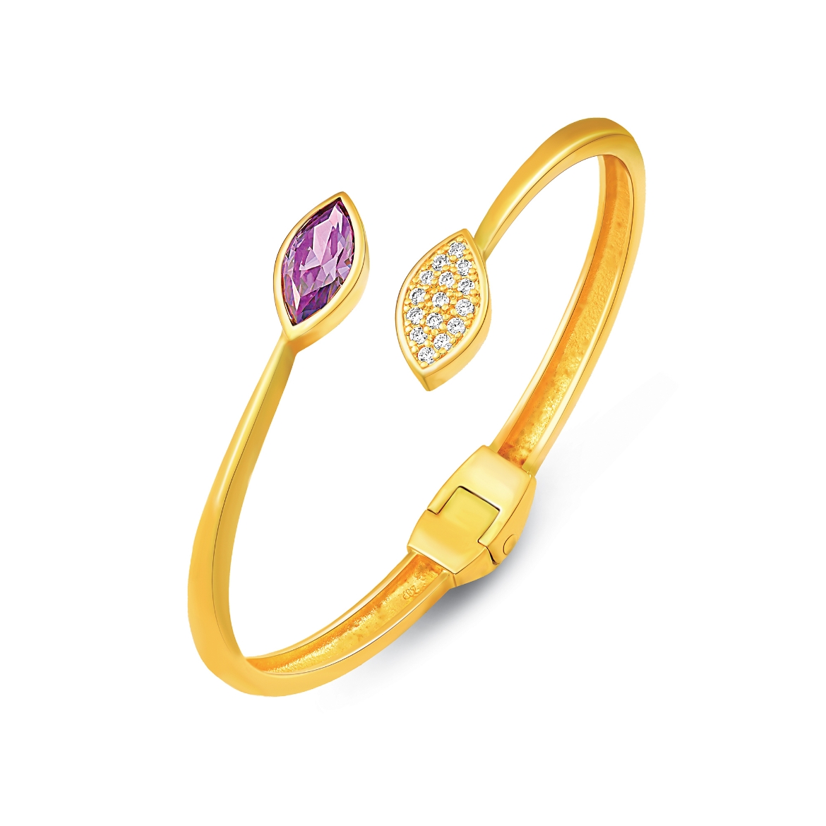 Purple CZ Bypass Gold Plated Bangle
