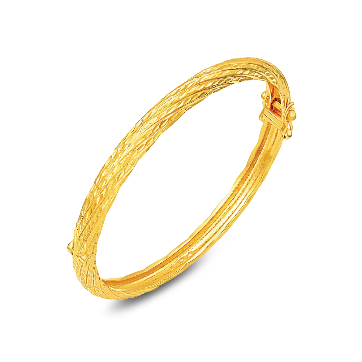 Twisted Hammered Bangle Gold Plated