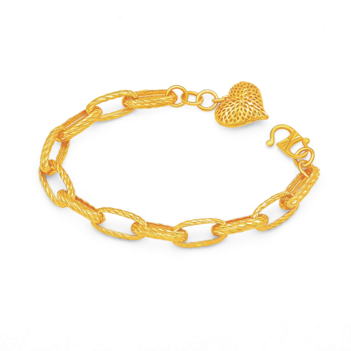 Love Heart Paperclip Bracelet Gold Plated