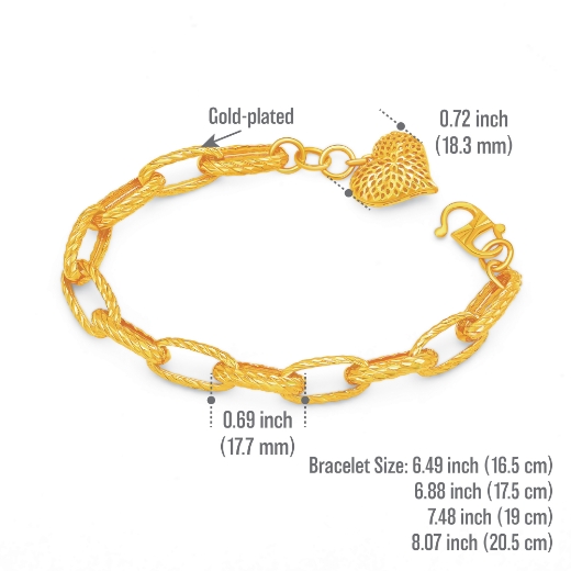 Love Heart Paperclip Bracelet measurement