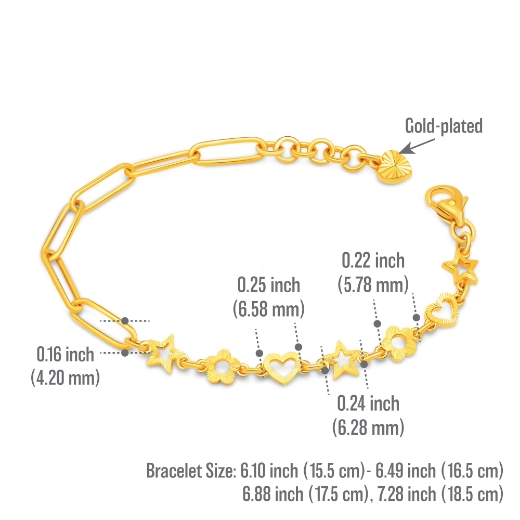 Mix Star Flower Love Paperclip Bracelet measurement