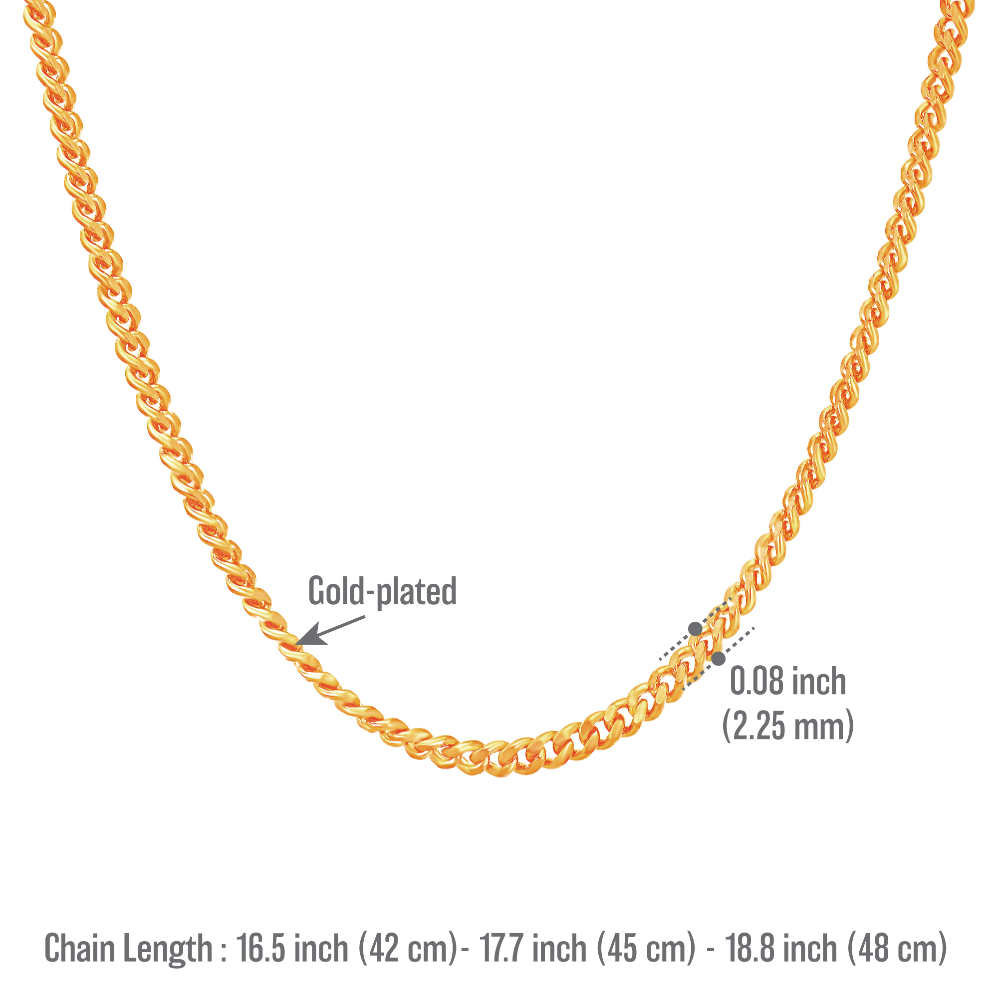 Zhulian Malaysia. Adjustable Classic Curb Chain Necklace Gold Plated