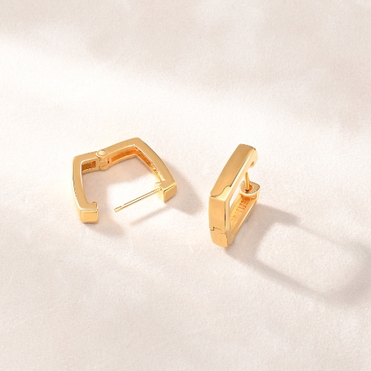 Square Earrings Gold Plated