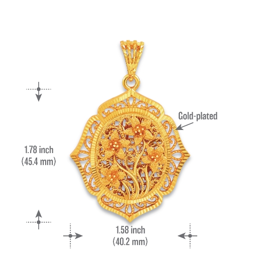 Oval Vintage Flower Pendant measurement