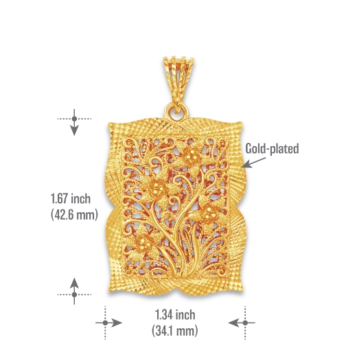 Rectangle Vintage Flower Pendant measurement