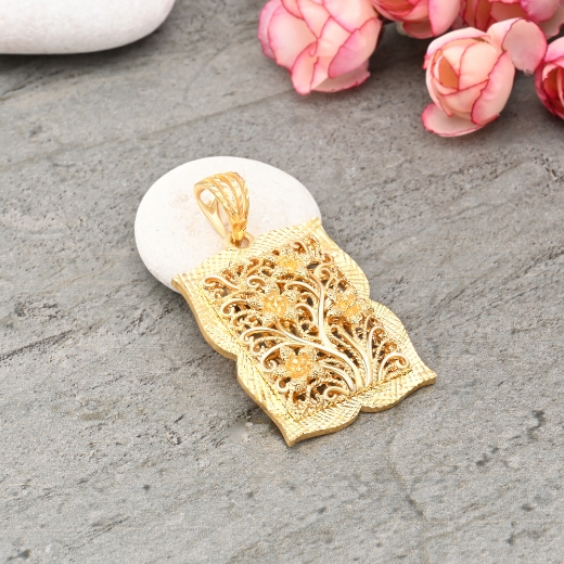 Rectangle Filigree Flower Pendant