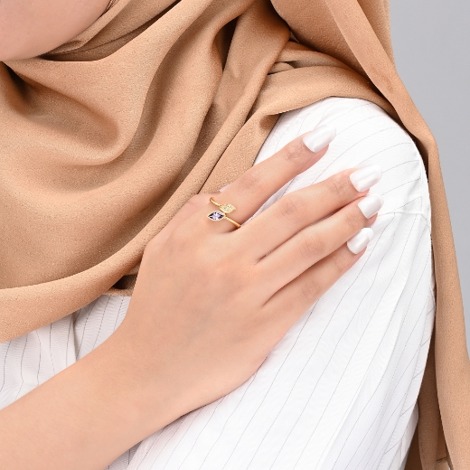 purple cz bypass ring for women