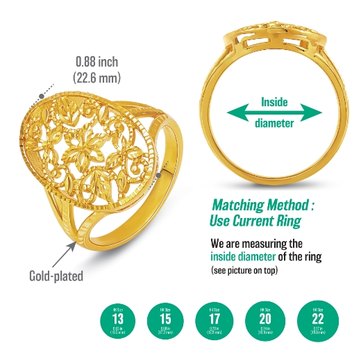 filigree flower ring measurement