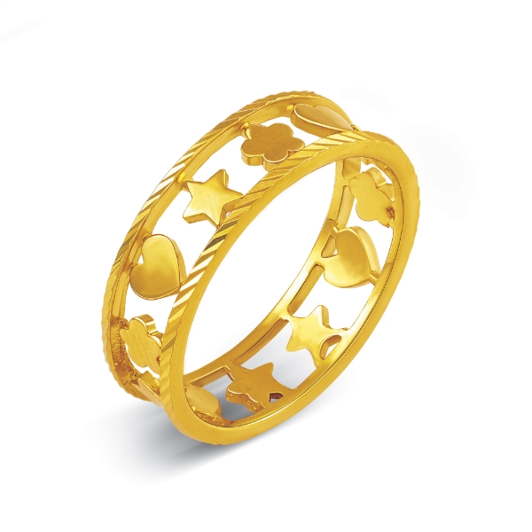 Show details for Mix Star Flower Love Ring Gold Plated flower star heart ring