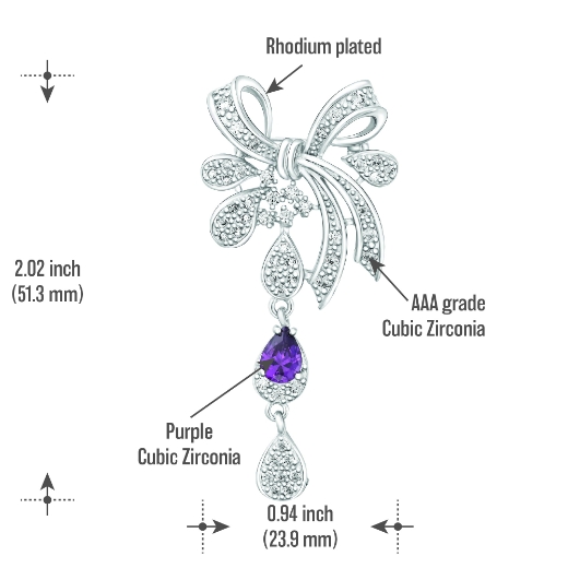 small dangle bow brooch measurement