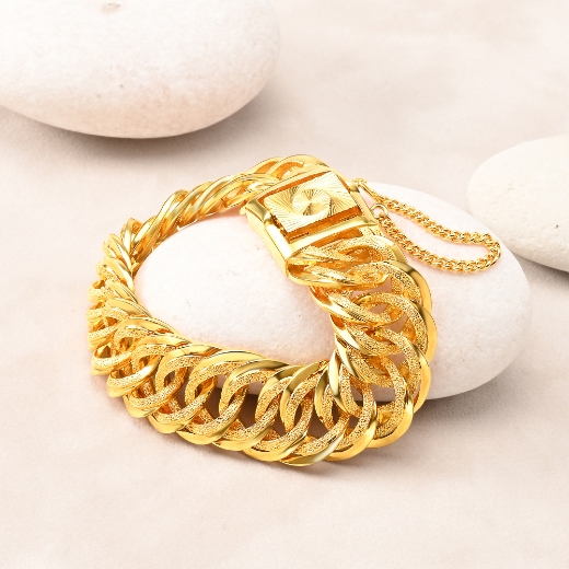 wide Double Link gold plated Bracelet