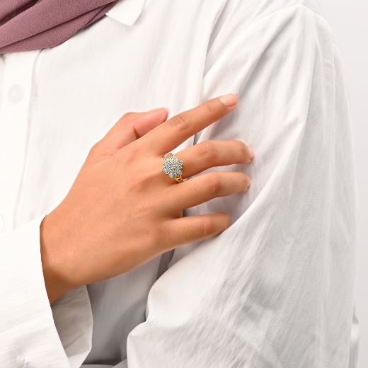 CZ Floral Signet Ring for women