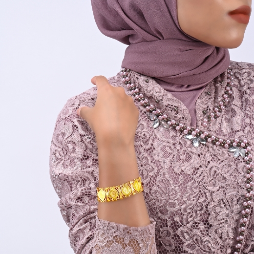 Hibiscus Coin Link Bracelet for women