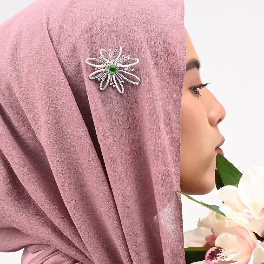 green cz flower brooch for women