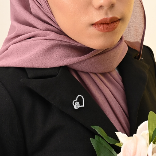 double heart brooch for women