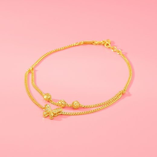 layered butterfly gold plated anklet