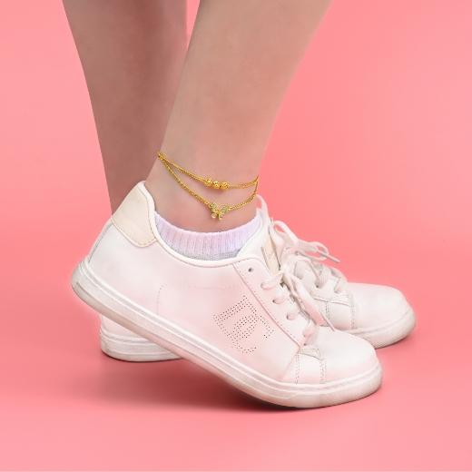 layered butterfly anklet for women